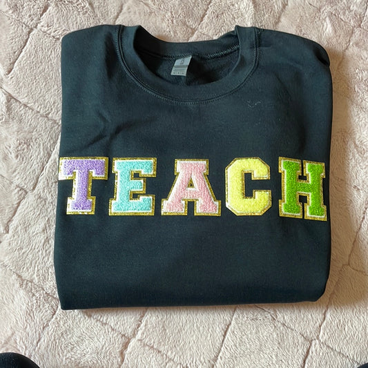 M-Chenille Teach Crewneck sweatshirt- Ready to ship.