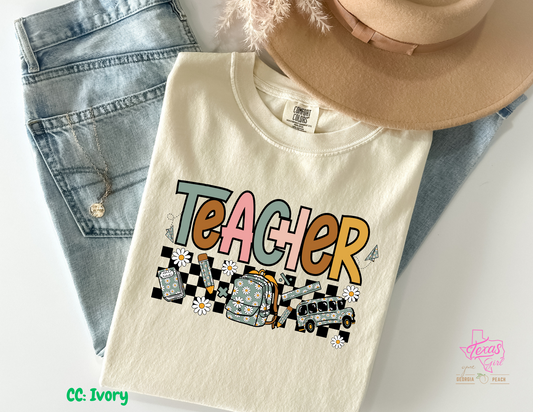 Teacher backpack- Blue flower