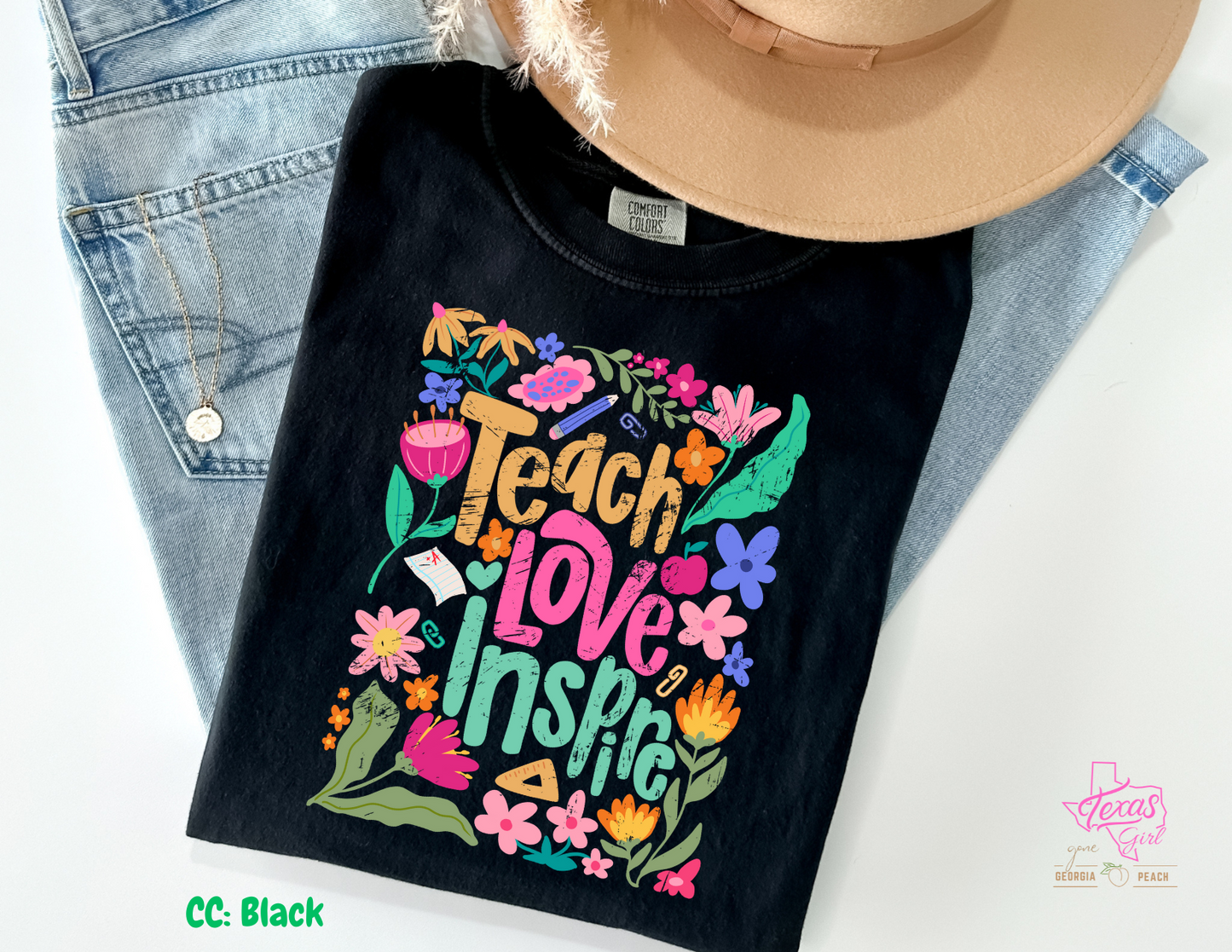 Teach Love Inspire Collage Distressed