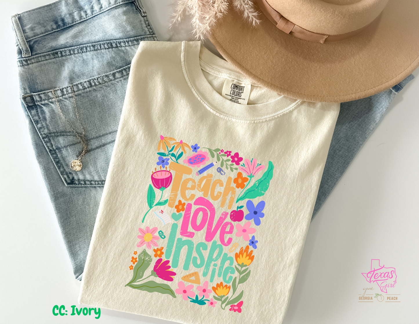 Teach Love Inspire Collage Distressed