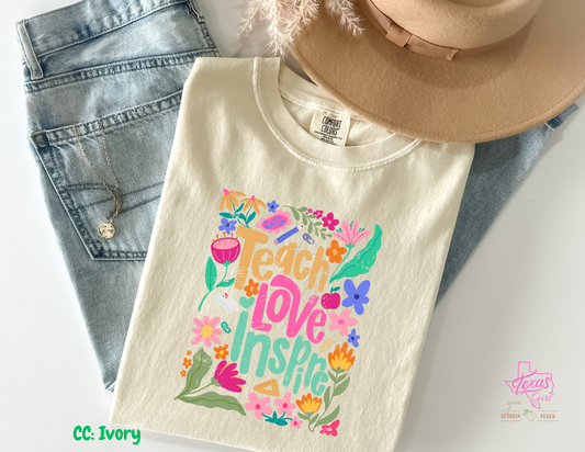 Teach Love Inspire Collage Distressed