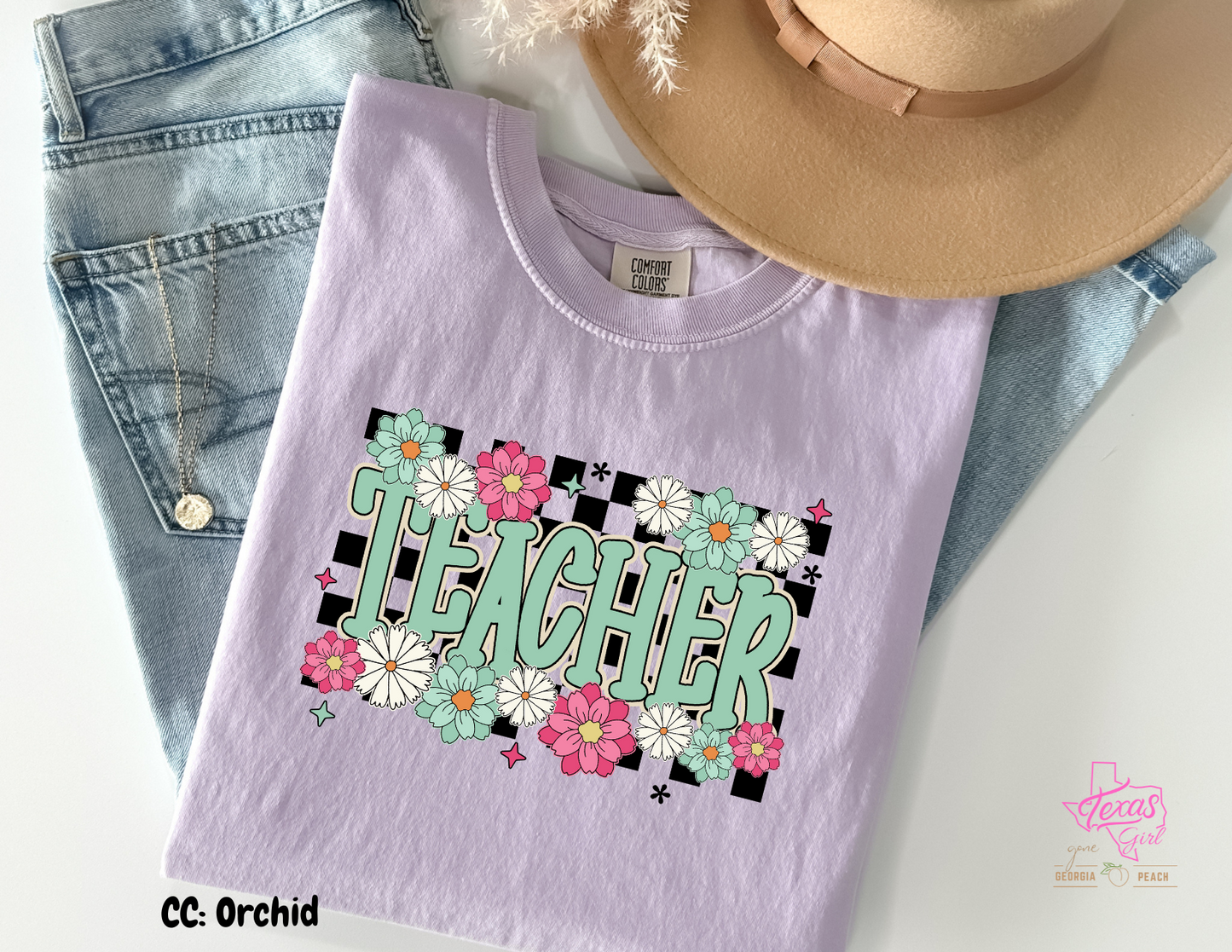 Teacher floral checkard