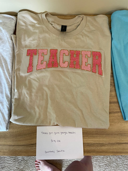 Teacher (pink glitter faux chenille)