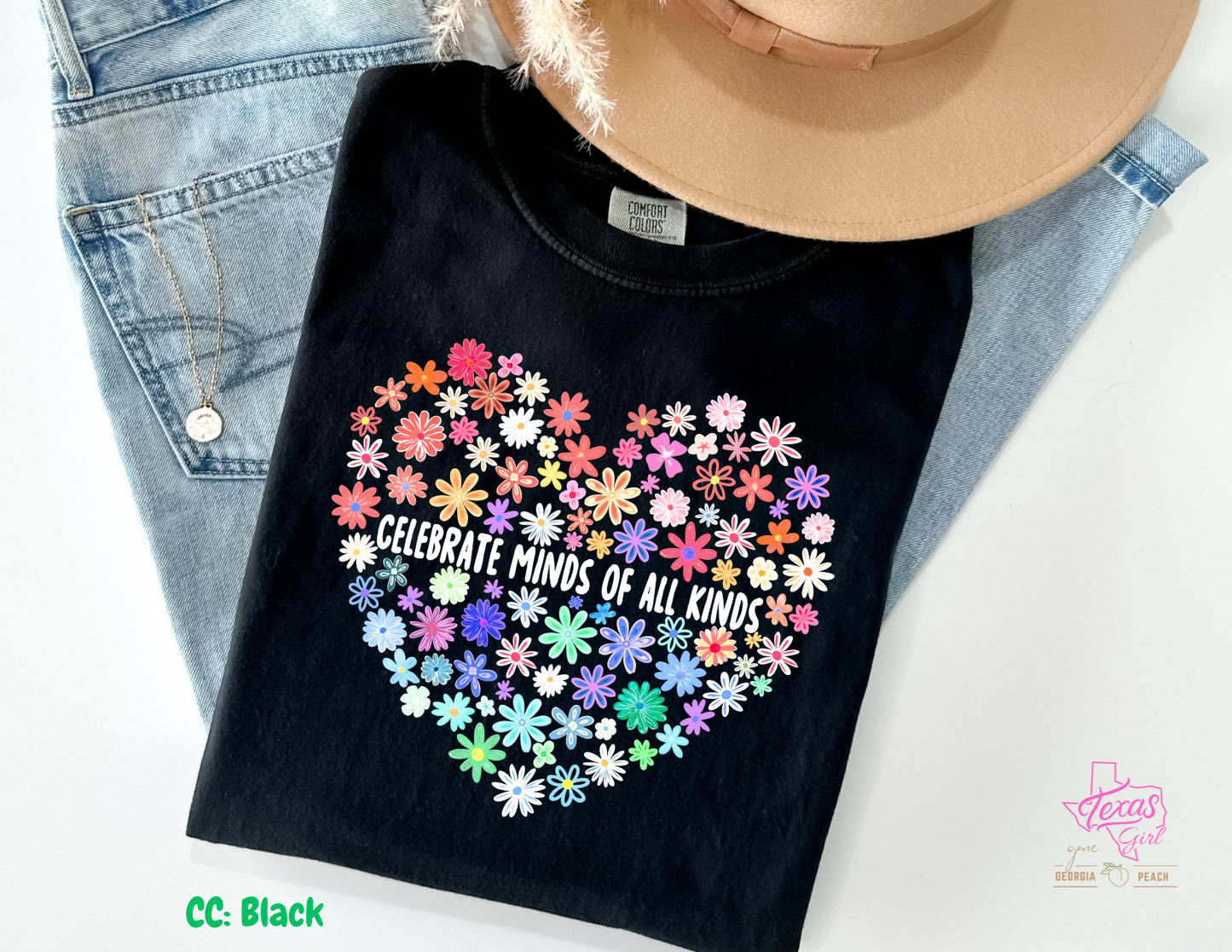 Celebrate minds of all kinds- white lettering