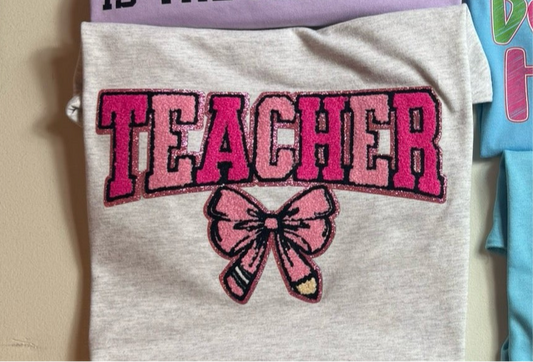 Teacher with bow Chenille patch