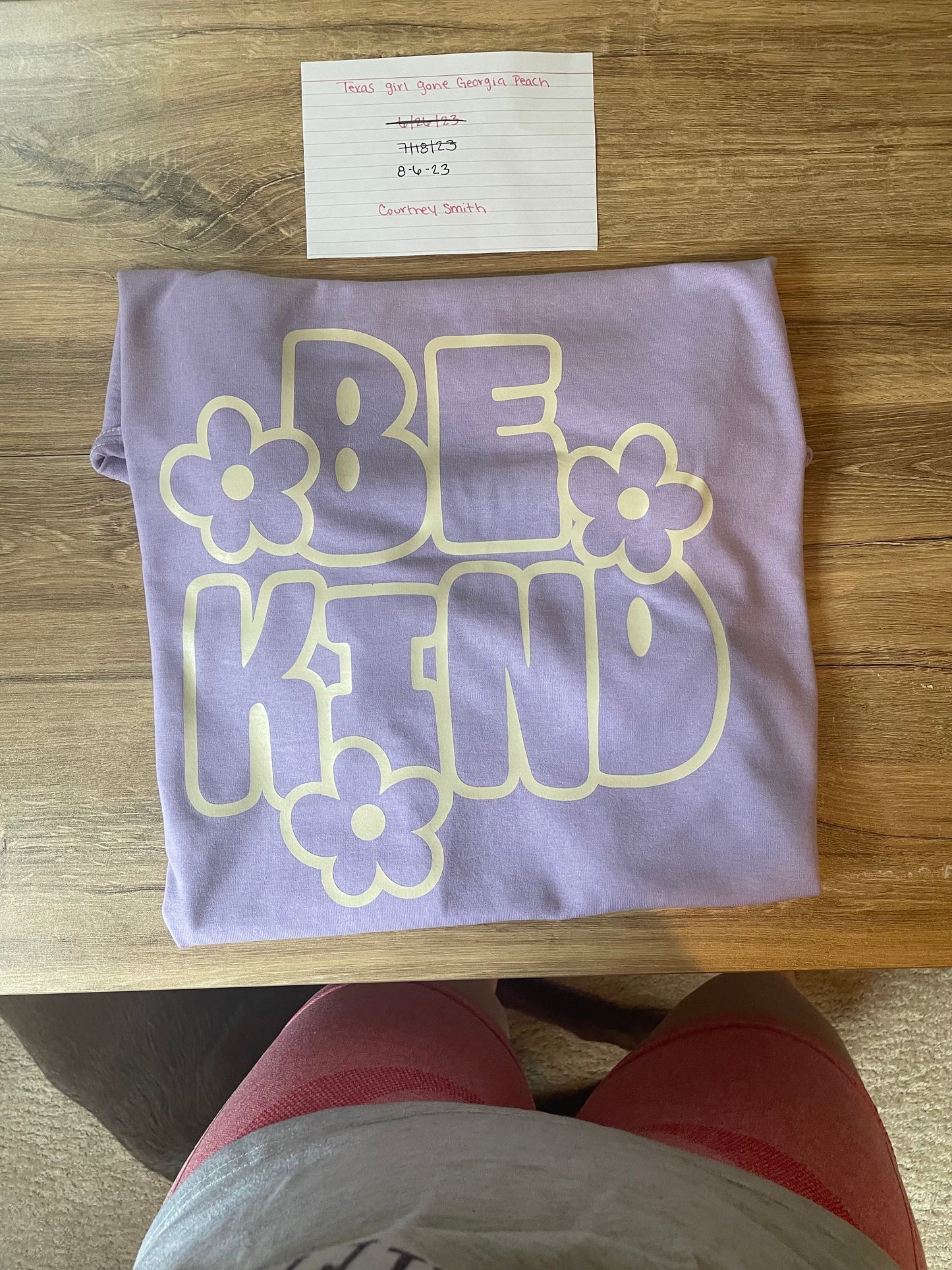 Be kind- light tan lettering