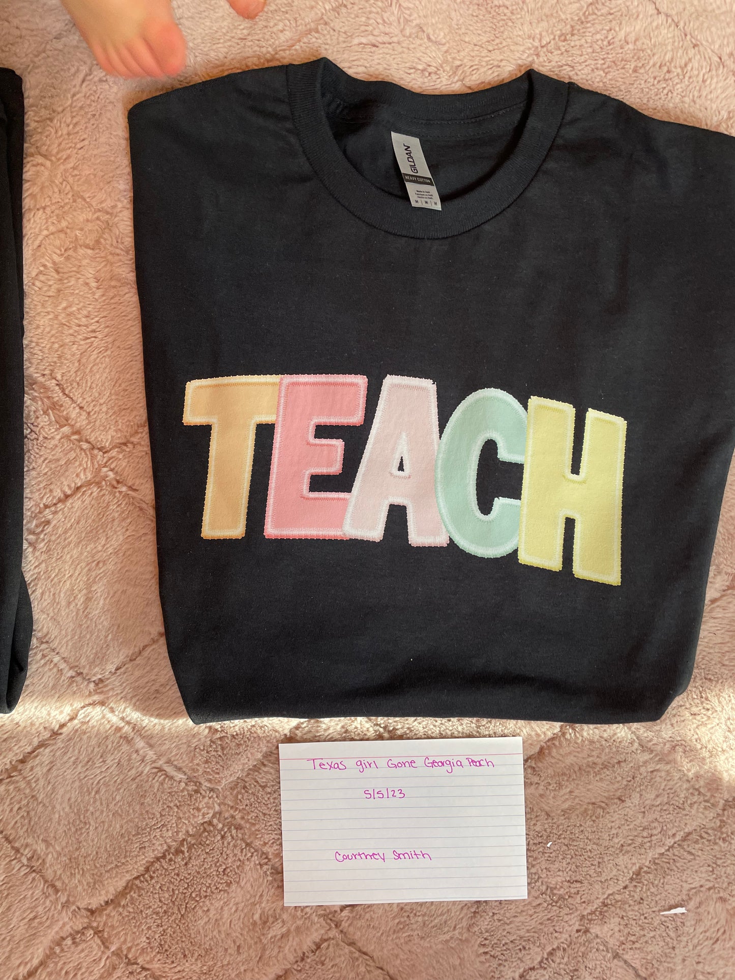 TEACH- Faux embroidered