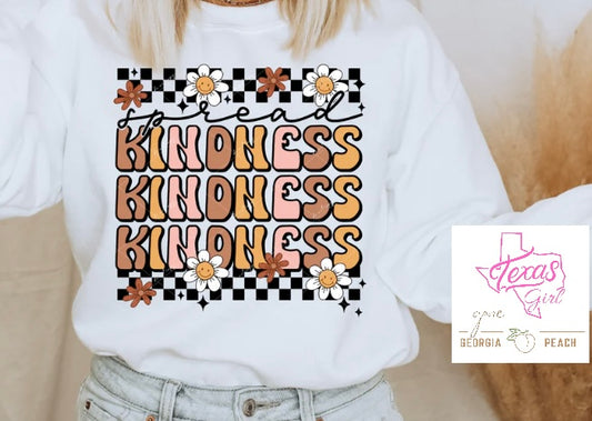 Spread kindness- check/flower- Tshirt