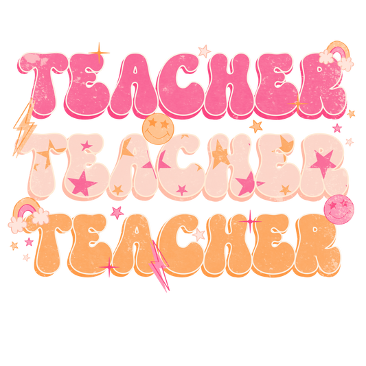 Retro Teacher-Pink-Grunge