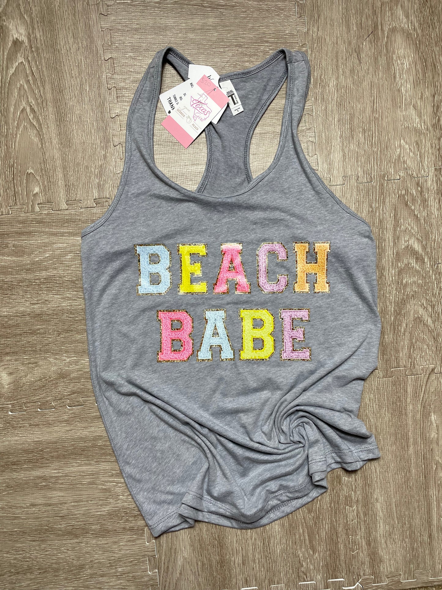 Tank top- Beach Babe Faux Chenille-ready to ship