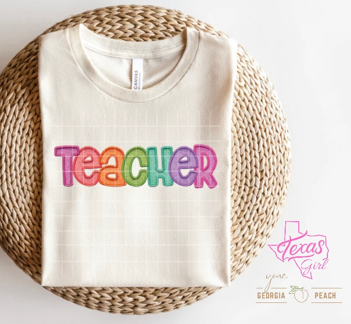 TEACHER-Faux embroidered