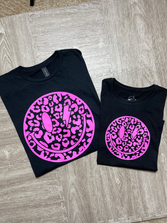 Hot pink Smiley face- matching kids- READY TO SHIP!