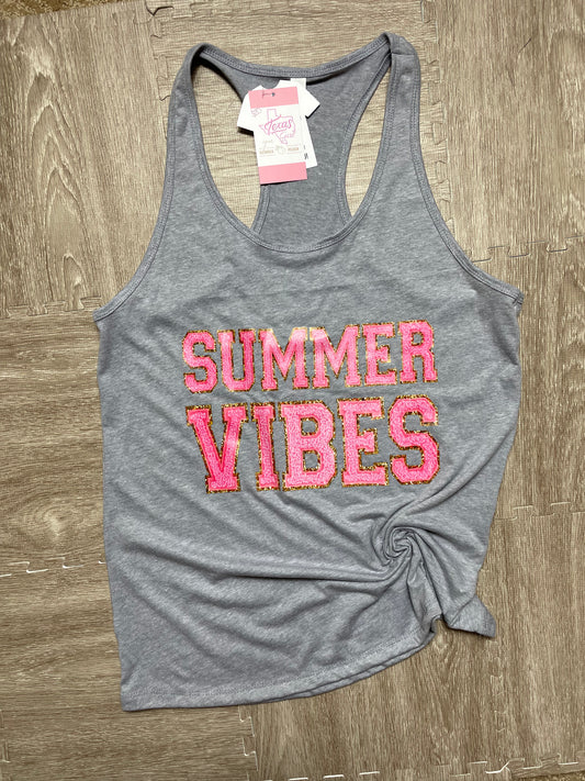 Tank top- Summer vibes- Faux Chenille-ready to ship