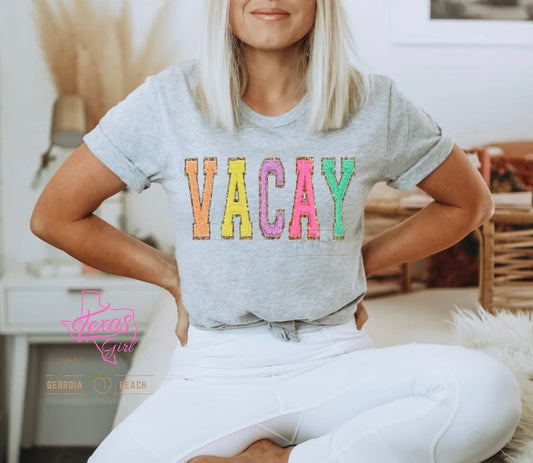Vacay faux chenille letters